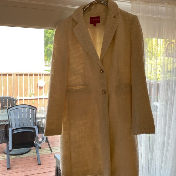 Guess off white lined coat XL - Picture 1 of 9